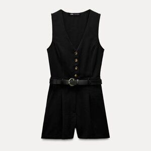 NWT ZARA BLACK SHORT JUMPSUIT ROMPER COCKTAIL PARTY CLUBWEAR/3897/161/800 SZ L